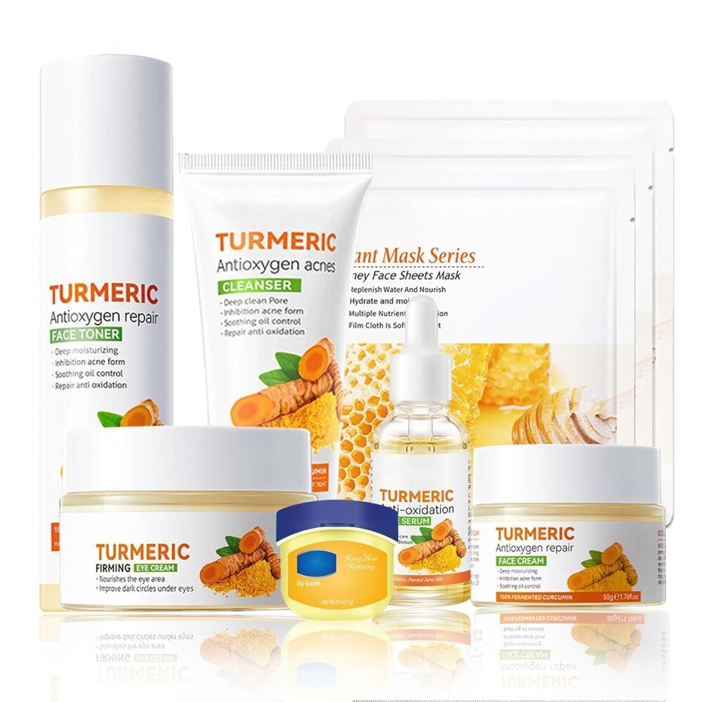9 Pcs Turmeric Skincare Set Hydrating Skin Care Set Ideal for Skincare